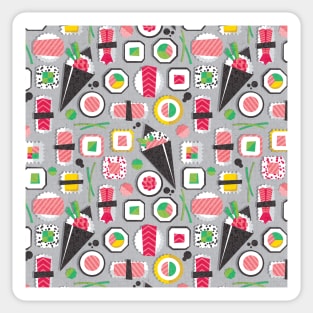 Paper cut geo sushi // pattern // grey background Sticker